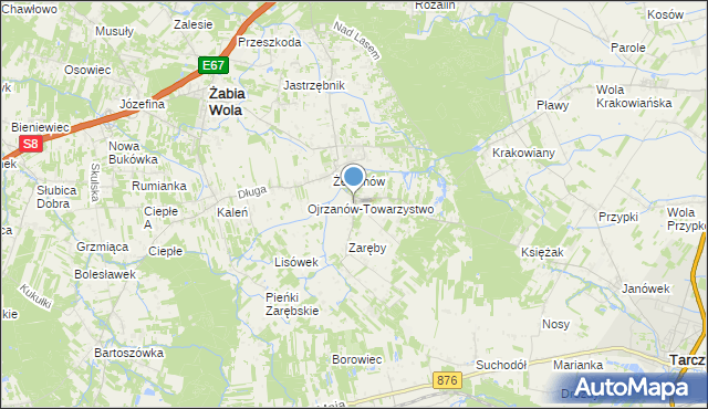 mapa Ojrzanów, Ojrzanów gmina Żabia Wola na mapie Targeo